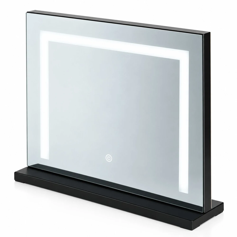 LED kosmetinis veidrodis 50×40 cm su apšvietimu, 3 spalvų režimai, juodas ModernHome