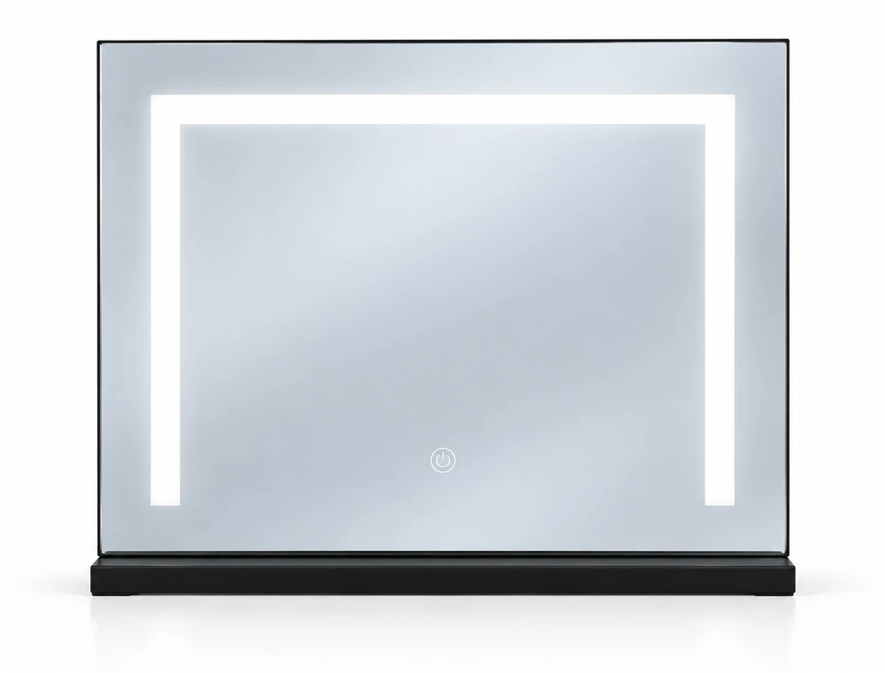 LED kosmetinis veidrodis 50×40 cm su apšvietimu, 3 spalvų režimai, juodas ModernHome