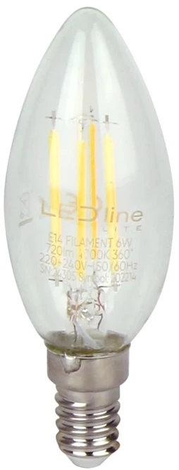 Ravensburger LED lemputė E14 C35 230V 6W 720lm, šiltai balta 2700K, LED line LITE