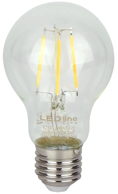 LED lemputė E27 A60 230V 4W 480lm, šiltai balta 2700K, LED line LITE