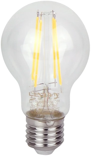 LED lemputė E27 A60 230V 7W 840lm, neutraliai balta 4000K, pritemdoma, LED line LITE