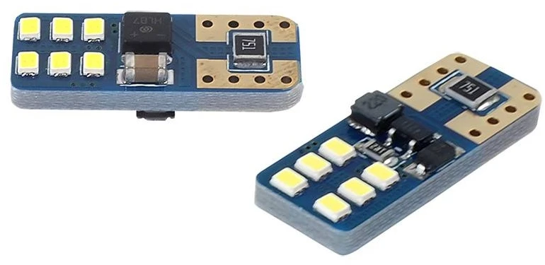 LED lemputės „Canbus 12smd ultrabright 2016 t10e w5w“ baltos 12v 24v amio-01638