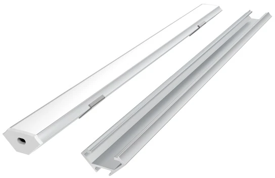 Led Line Prime LED profilio komplektas, 3m, kampinis, anoduotas, su baltu dangteliu, laikikliais ir aklėmis