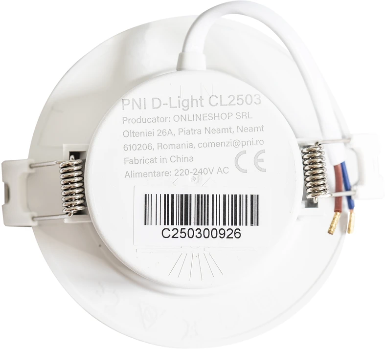 LED prožektorius PNI D-Light CL2503 3W, įleidžiamas, apvalus 9 cm, 6400K, 230V maitinimo šaltinis, 330 lm, šaltai balta spalva