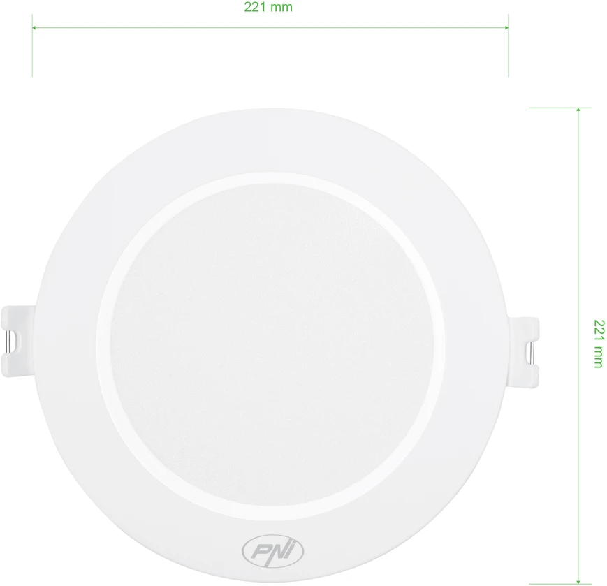 LED prožektorius PNI D-Light CL2518 18W, įleidžiamas, apvalus 22 cm, 6400K, 230V maitinimo šaltinis, 1980 lm, šaltai balta spalva