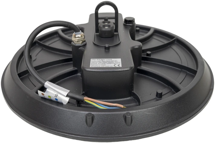 LED šviestuvas PNI D-Light 2200 tipo High Bay, 200W, 27000lm, 6500K, 230 V maitinimo šaltinis, IP65, pramoniniam apšvietimui aukštose patalpose