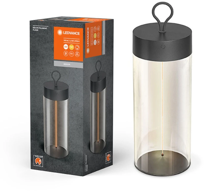 Ledvance 1,2W LED įkraunamas pastatomas šviestuvas, tamsiai pilkas, 2700K, dimeriuojamas