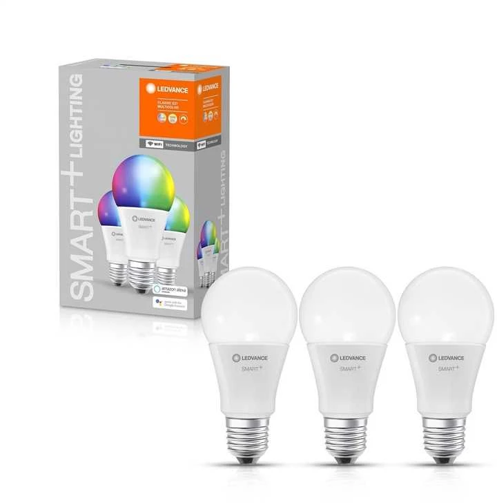 Ledvance 9W LED lemputė SMART+ WIFI CLASSIC MULTICOLOUR, E27, RGBW, 3vnt. pakuotė