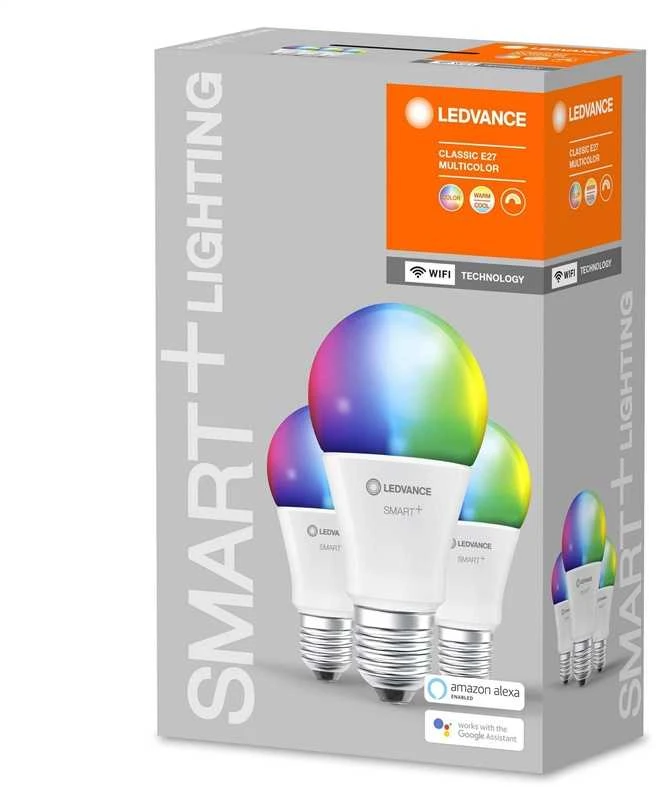Ledvance 9W LED lemputė SMART+ WIFI CLASSIC MULTICOLOUR, E27, RGBW, 3vnt. pakuotė