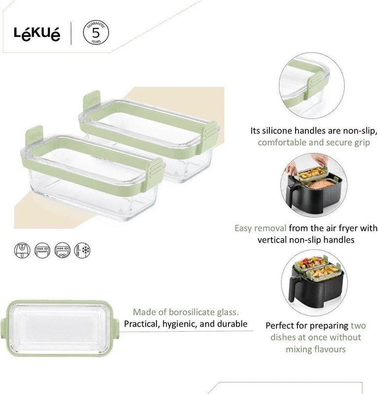 Lékué INSERT FOR AIR FRYER GLASS 2PCS