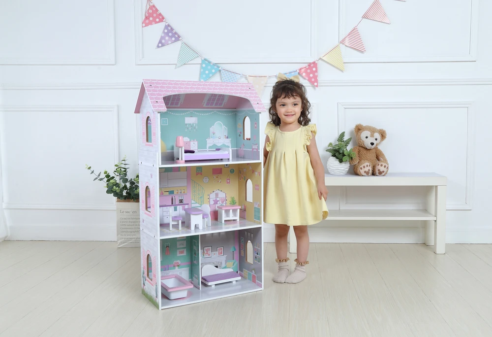 Ecotoys Lėlių namelis medinis Blueberry Residence