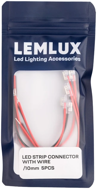 LEMLUX LED juostelių jungtys su 15 cm laidu 10 mm, 5 vnt.