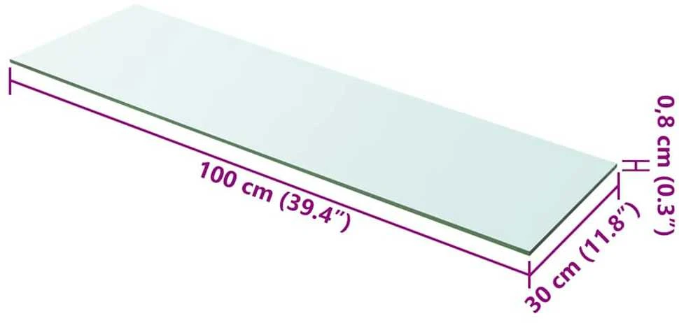 Lentynos plokštė, skaidrus stiklas, 100x30 cm
