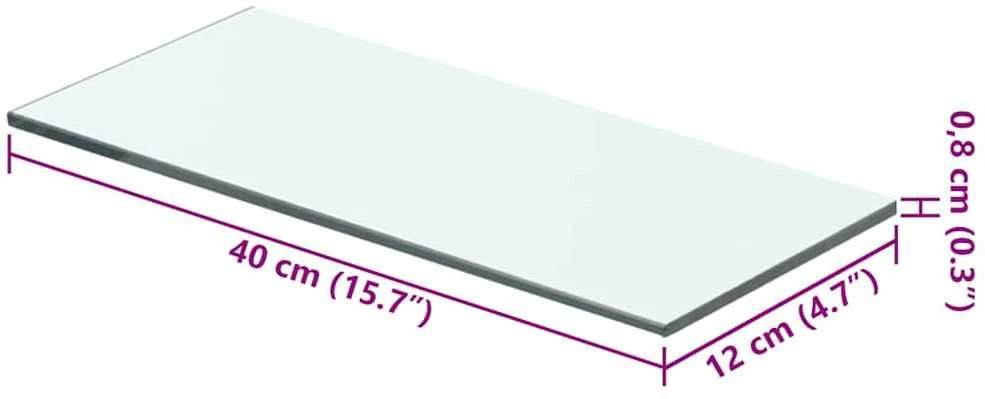 Lentynos plokštė, skaidrus stiklas, 40x12 cm