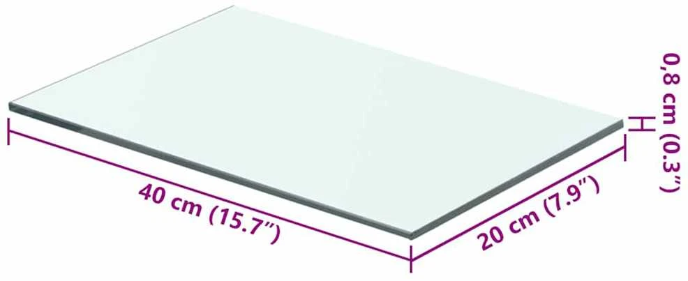 Lentynos plokštė, skaidrus stiklas, 40x20 cm