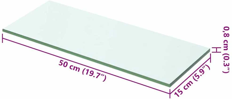 Lentynos plokštė, skaidrus stiklas, 50x15 cm