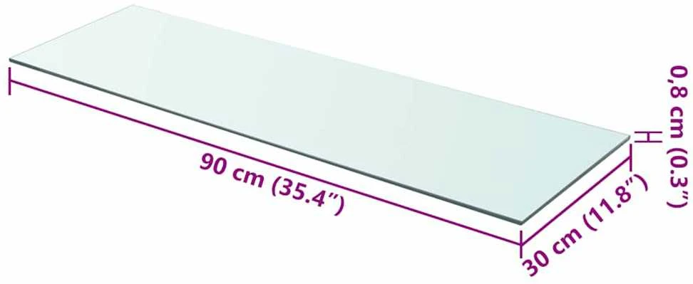Lentynos plokštė, skaidrus stiklas, 90x30 cm