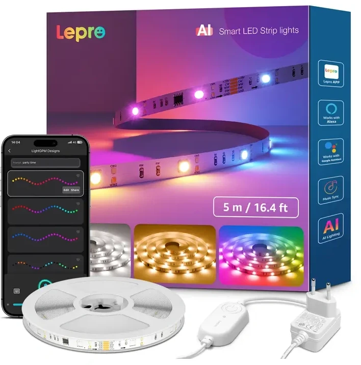 Lepro S2 5m Wi-Fi Bluetooth RGBIC LED juosta