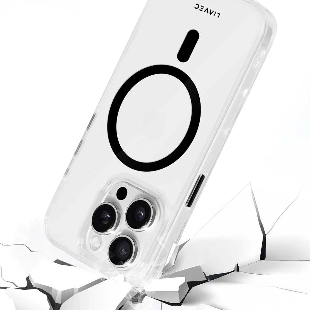 Liavec Glossy Magsafe Clear dėklas skirtas iPhone 14 Pro juodos spalvos