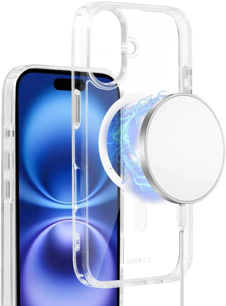 Liavec Glossy Magsafe Clear dėklas skirtas Apple iPhone 16 baltos spalvos