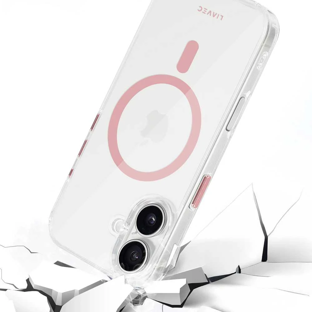 Liavec Glossy Magsafe Clear dėklas skirtas Apple iPhone 16 rožinės spalvos