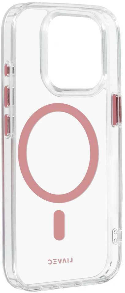 Liavec Glossy Magsafe Clear dėklas skirtas Apple iPhone 15 Pro Max rožinės spalvos