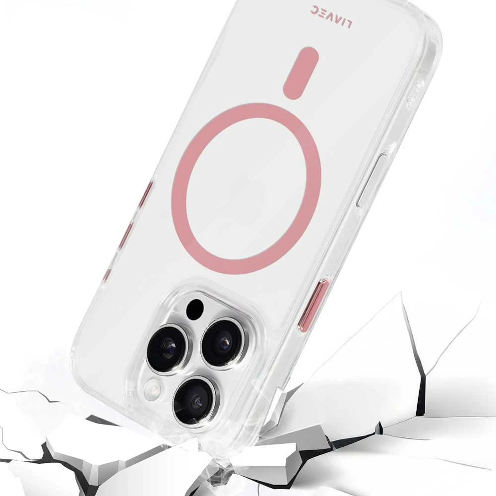 Liavec Glossy Magsafe Clear dėklas skirtas Apple iPhone 16 Pro rožinės spalvos