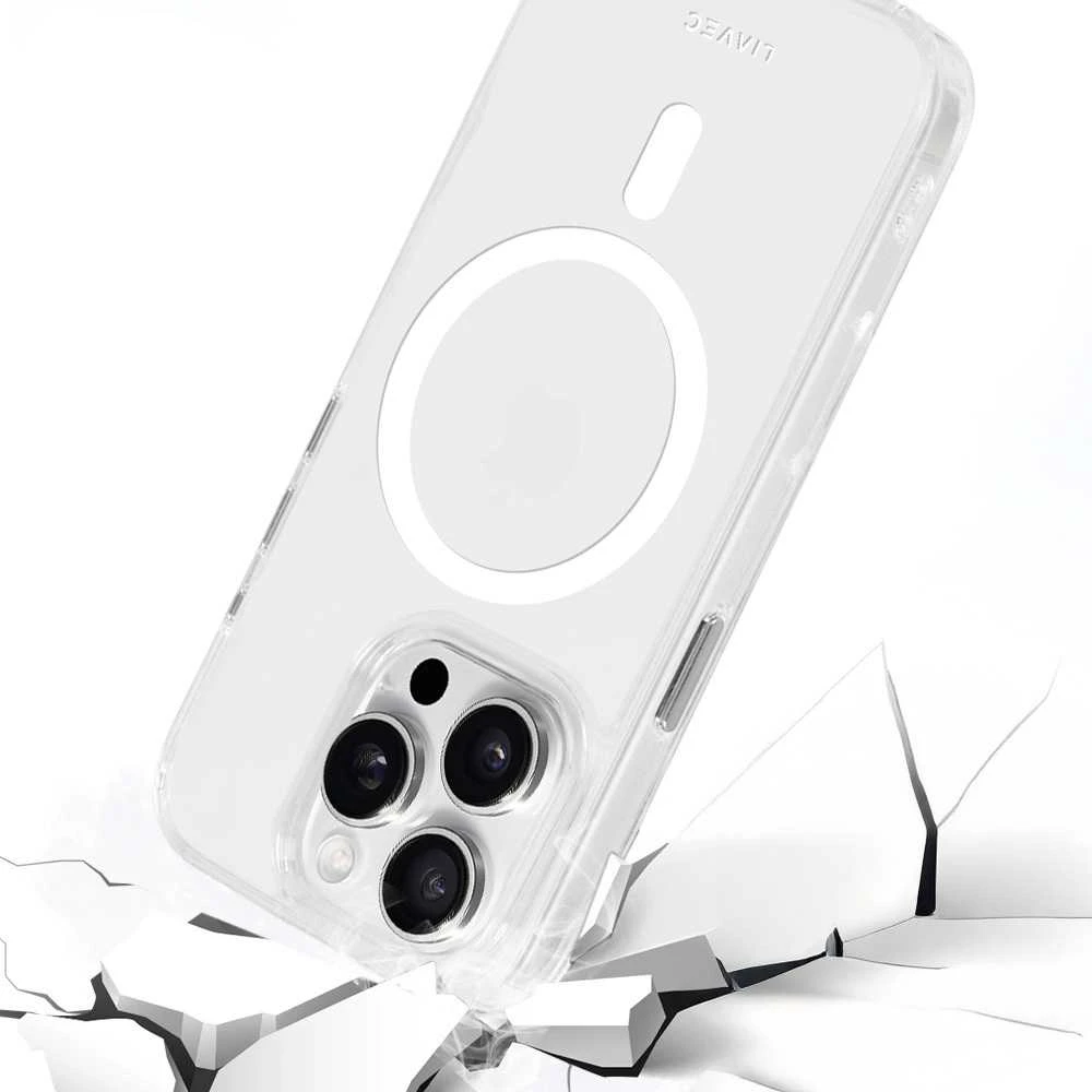 Liavec Glossy Magsafe Clear dėklas skirtas Apple iPhone 15 Pro Max baltos spalvos