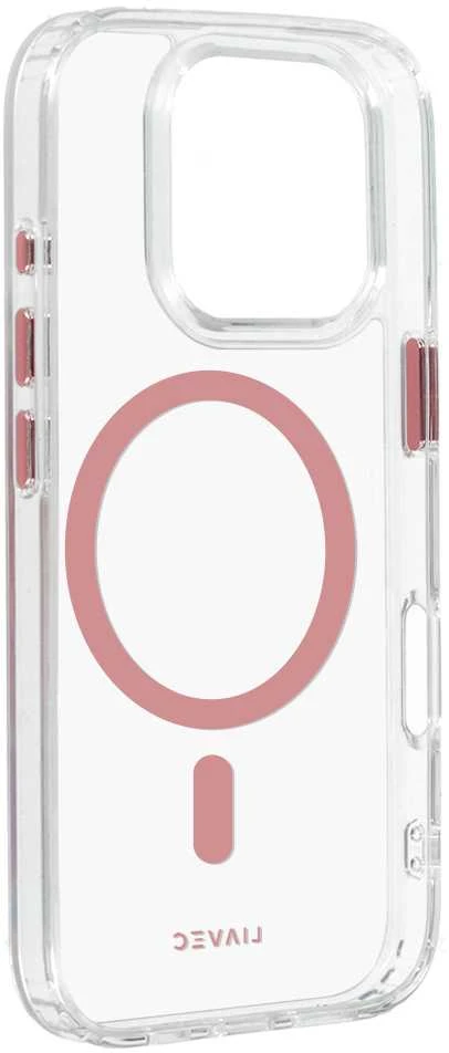 Liavec Glossy Magsafe Clear dėklas skirtas Apple iPhone 16 Pro rožinės spalvos