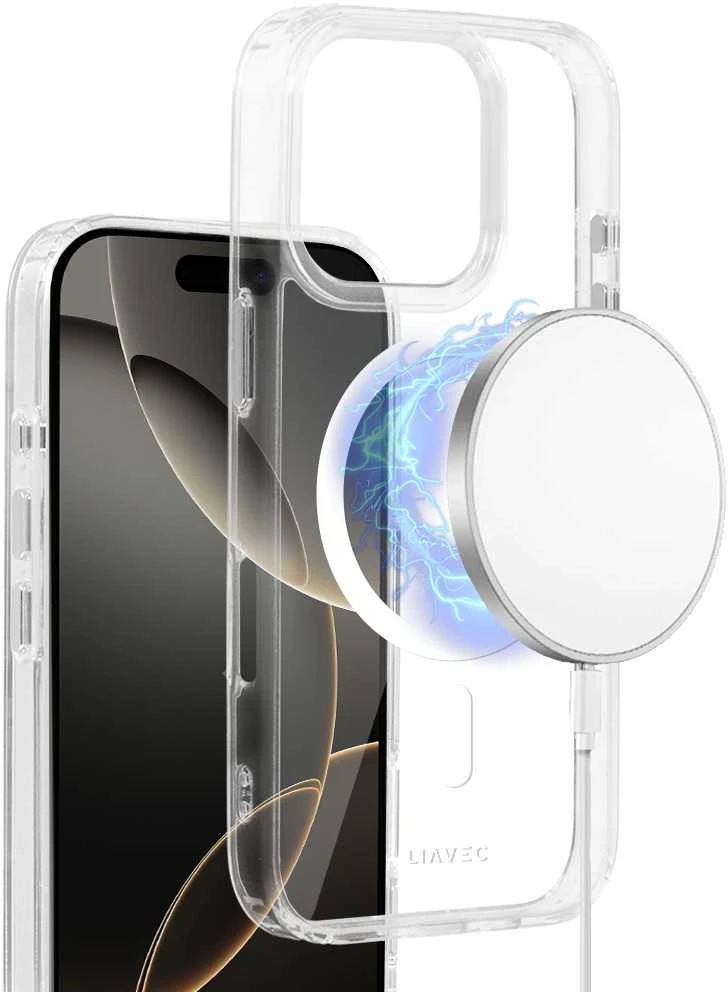Liavec Glossy Magsafe Clear dėklas skirtas Apple iPhone 16 Pro Max baltos spalvos