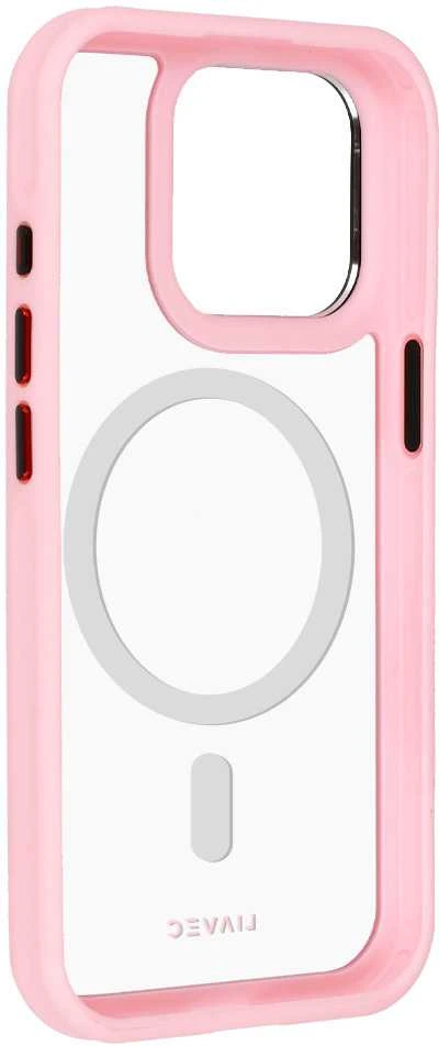 Liavec Hybrid Magsafe Clear dėklas skirtas iPhone 15 Pro rožinės spalvos