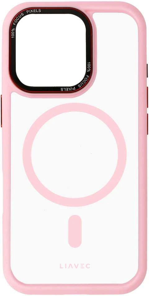 Liavec Hybrid Magsafe Clear dėklas skirtas Apple iPhone 16 Pro Max rožinės spalvos