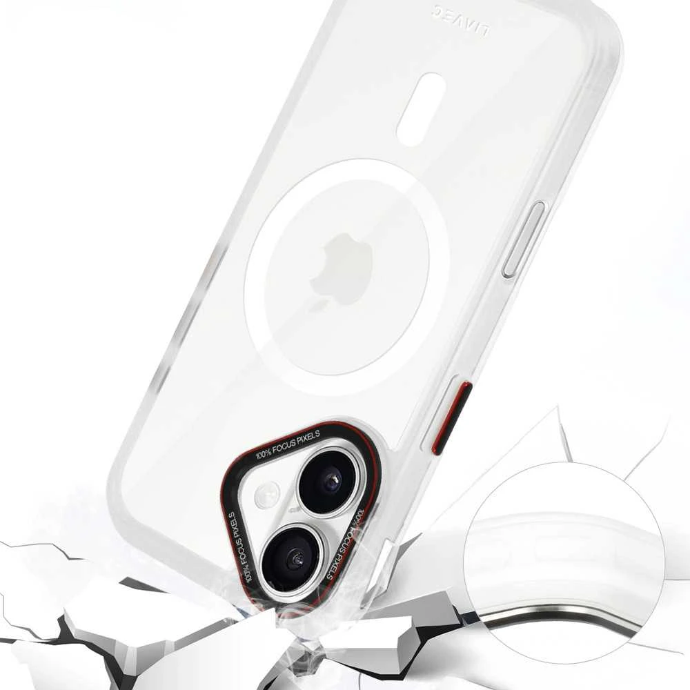 Liavec Hybrid Magsafe skaidrus dėklas skirtas iPhone 16