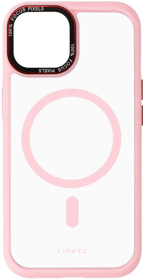 Liavec Hybrid Magsafe Clear dėklas skirtas Apple iPhone 15 rožinės spalvos