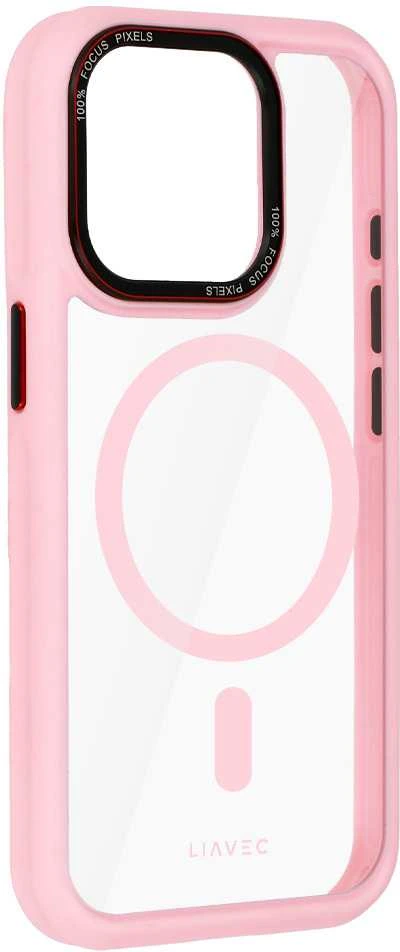 Liavec Hybrid Magsafe Clear dėklas skirtas iPhone 15 Pro rožinės spalvos