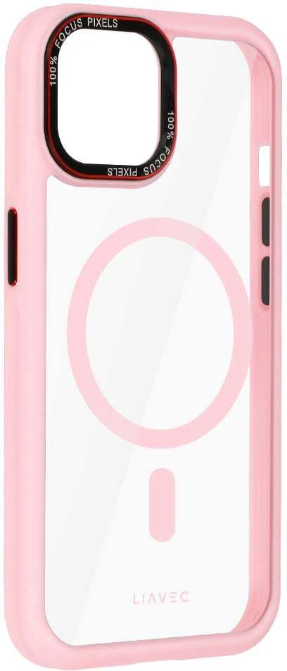 Liavec Hybrid Magsafe Clear dėklas skirtas Apple iPhone 15 rožinės spalvos