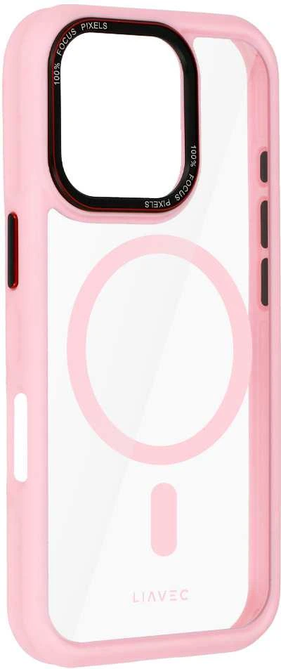 Liavec Hybrid Magsafe Clear dėklas skirtas Apple iPhone 16 Pro Max rožinės spalvos