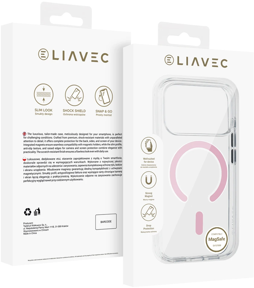 Liavec Pure dėklas skirtas Apple iPhone 17 Pro/18 Pro rožinės spalvos (Camera Control Button)