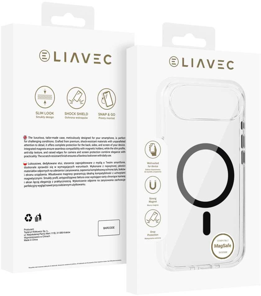 Liavec Pure dėklas skirtas Apple iPhone 17 Air juodos spalvos
