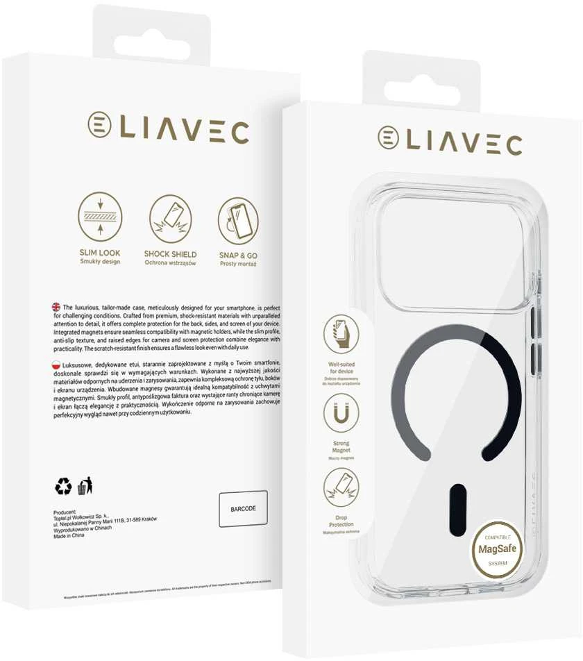 Liavec Pure dėklas skirtas iPhone 17 Pro Max juodos spalvos