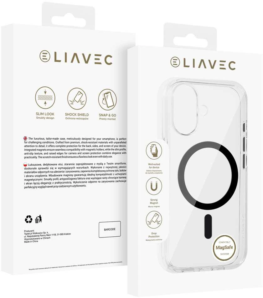 Liavec Pure dėklas skirtas Apple iPhone 17 juodos spalvos