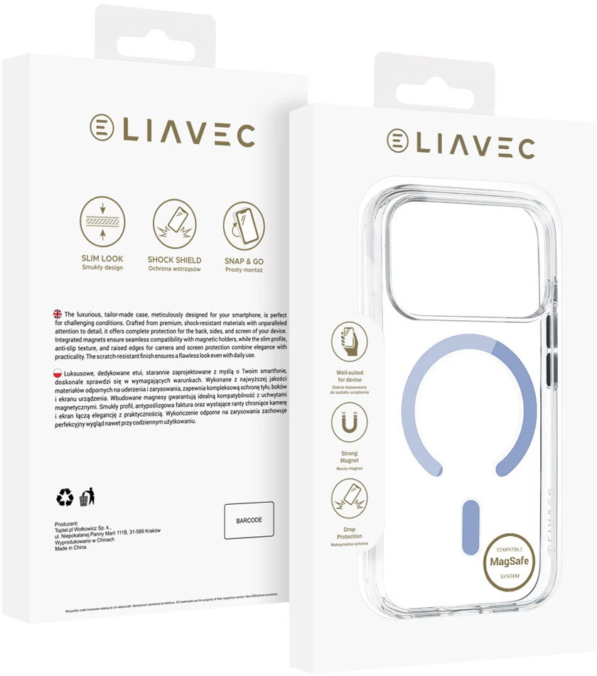 Liavec Pure dėklas skirtas Apple iPhone 17 Pro Max/18 Pro Max žydros spalvos (Camera Control Button)