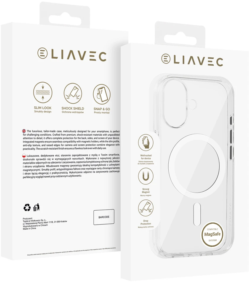 Liavec Pure dėklas skirtas Apple iPhone 17 baltas
