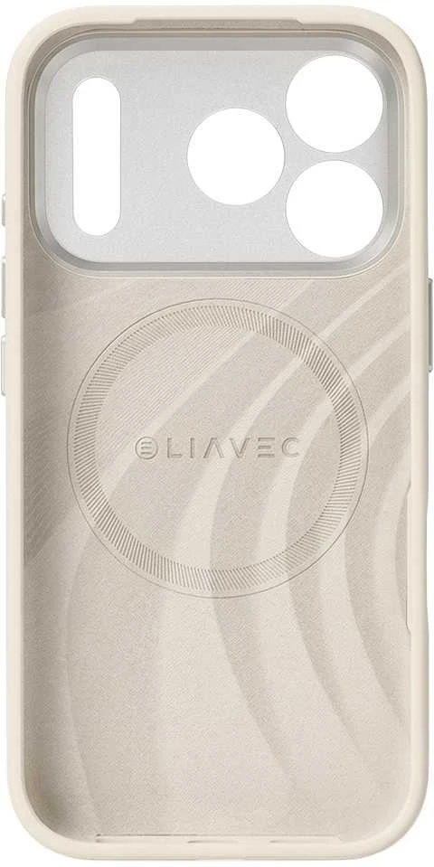 Liavec Silk Shield dėklas su Metal Camera Frame skirtas Apple iPhone 17 Pro beige
