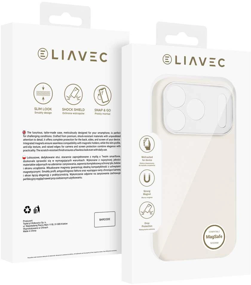Liavec Silk Shield dėklas su Metal Camera Frame skirtas Apple iPhone 17 Pro Max beige