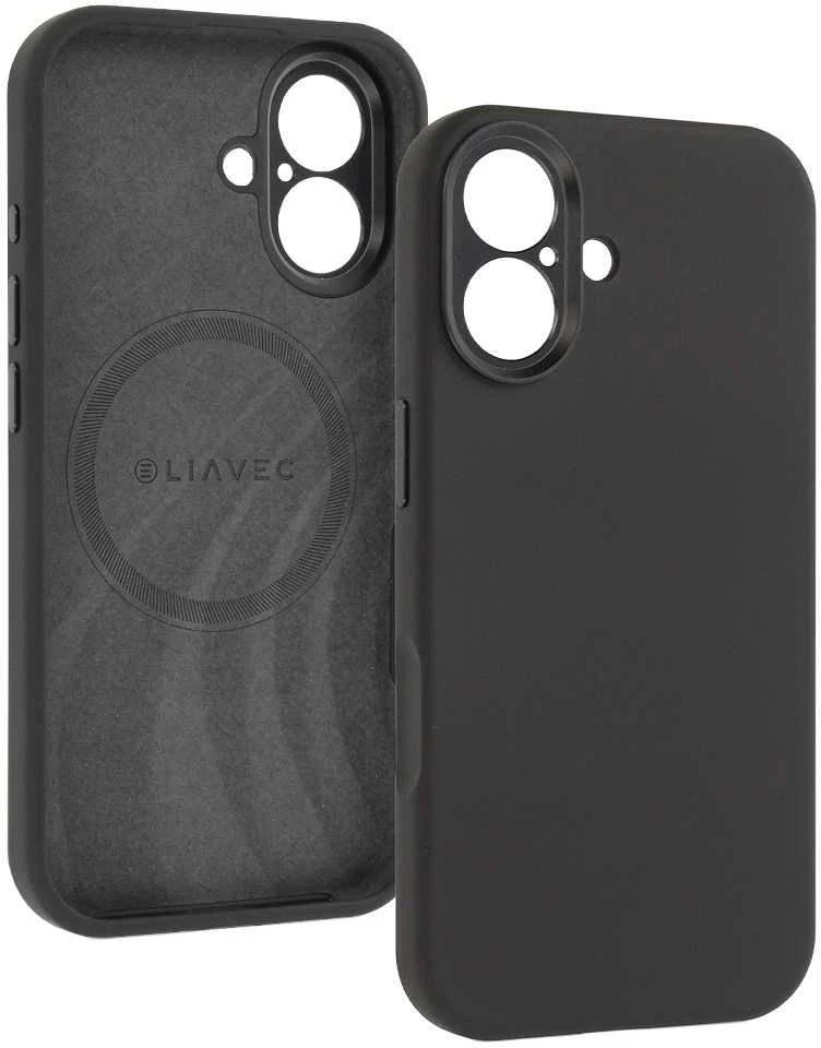Liavec Silk Shield dėklas su Metal Camera Frame skirtas Apple iPhone 17 juodos spalvos