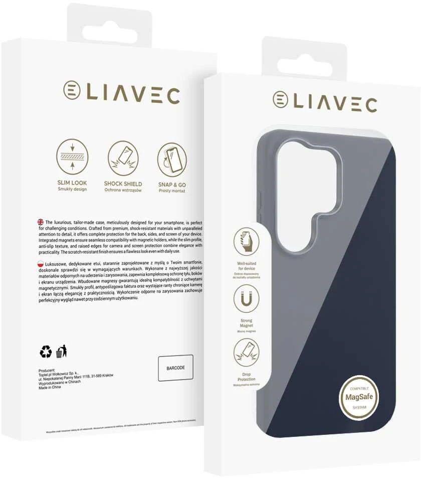 Liavec Silky dėklas su Metal Camera Frame for Samsung Galaxy S26 Ultra mėlynas