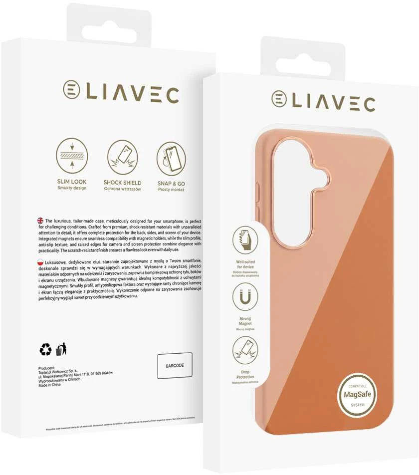 Liavec Silky dėklas su Metal Camera Frame for Samsung Galaxy S26 oranžinės spalvos
