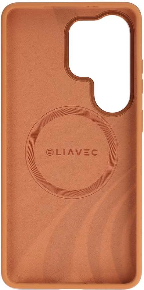 Liavec Silky dėklas su Metal Camera Frame for Samsung Galaxy S26 Ultra oranžinės spalvos