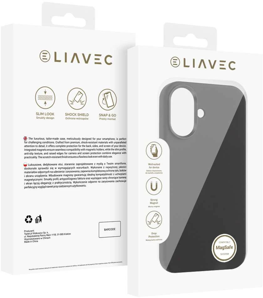 Liavec Silky dėklas su Metal Camera Frame skirtas Apple iPhone 17 juodos spalvos